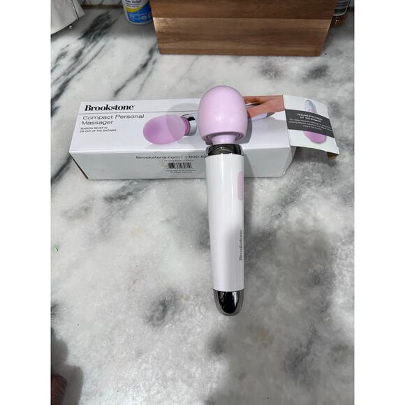 Brookstone Compact Personal Massager Water-Resistant Handheld Pink White - Picture 4 of 10